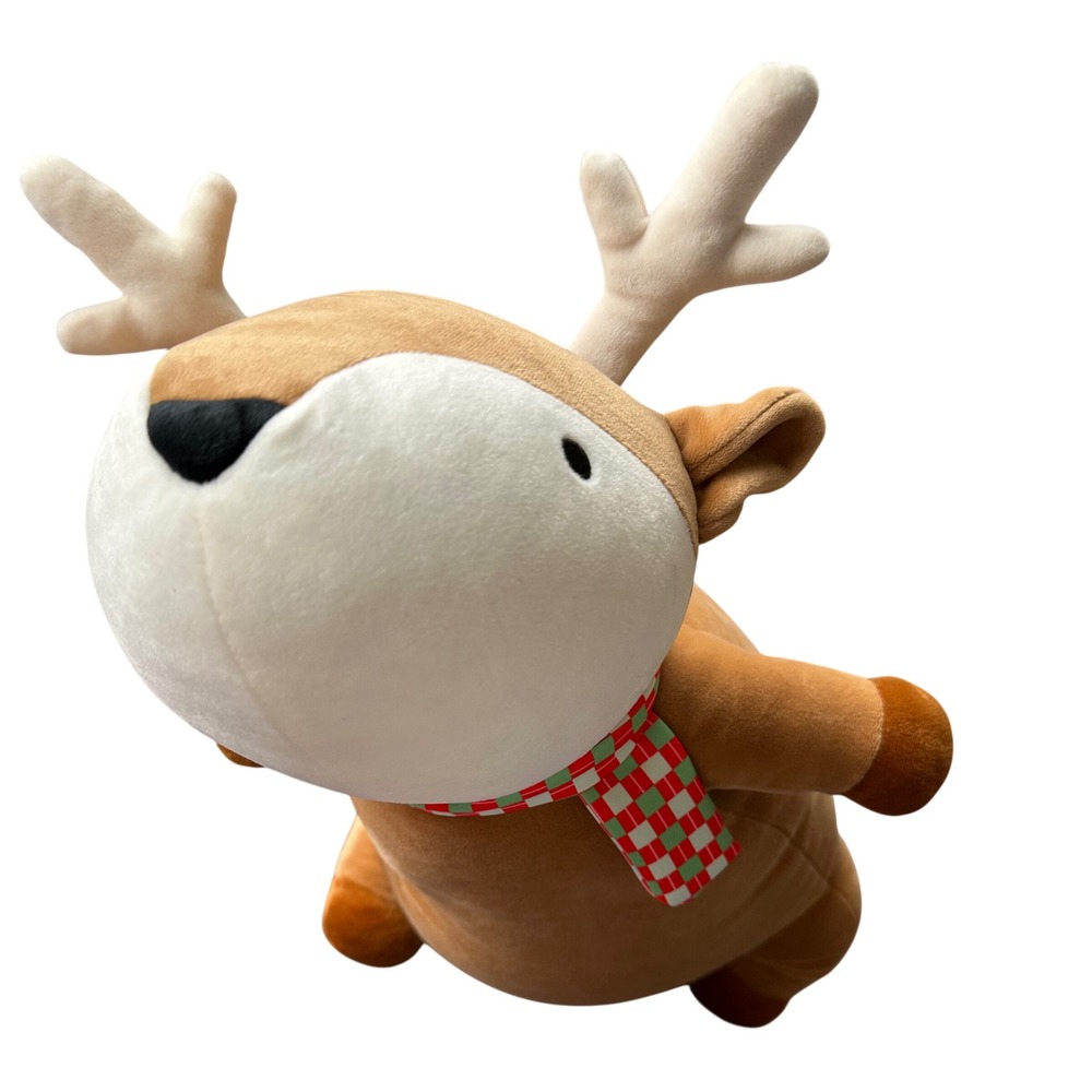 Pillowfort Weighted Plush Brown Sugar Deer Throw Pillow 20x11 Tan Reindeer Scarf